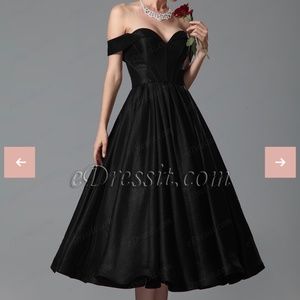 Sweetheart Off Shoulder Tea Length Gown - Size UK 10